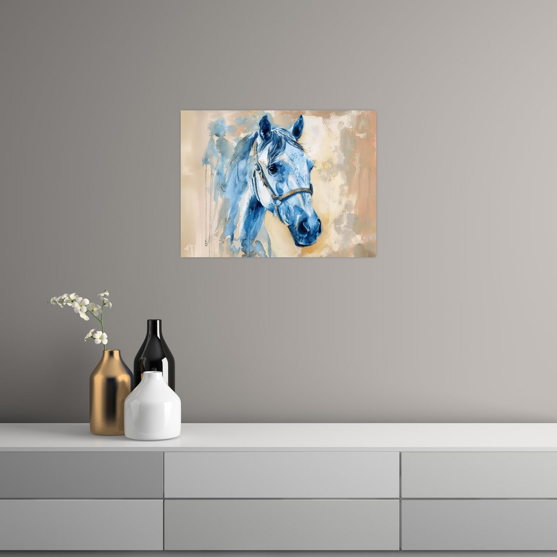 Umetnička slika ​Plavi konj na platnu - NS Canvas Shop