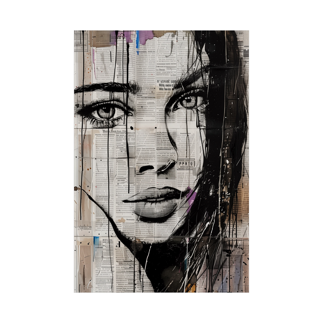 Umetnička slika ​Portret devojke-kolaž III na platnu - NS Canvas Shop