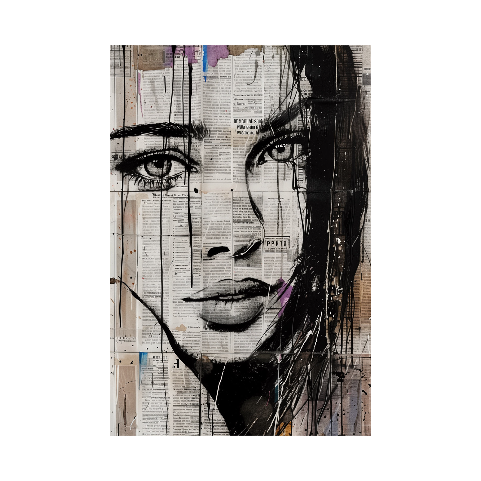 Umetnička slika ​Portret devojke-kolaž III na platnu - NS Canvas Shop