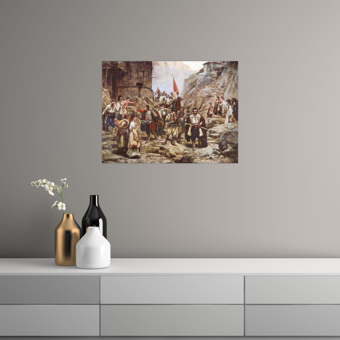 Umetnička slika ​Povratak čete crnogoraca iz boja, Paja Jovanović na platnu - NS Canvas Shop