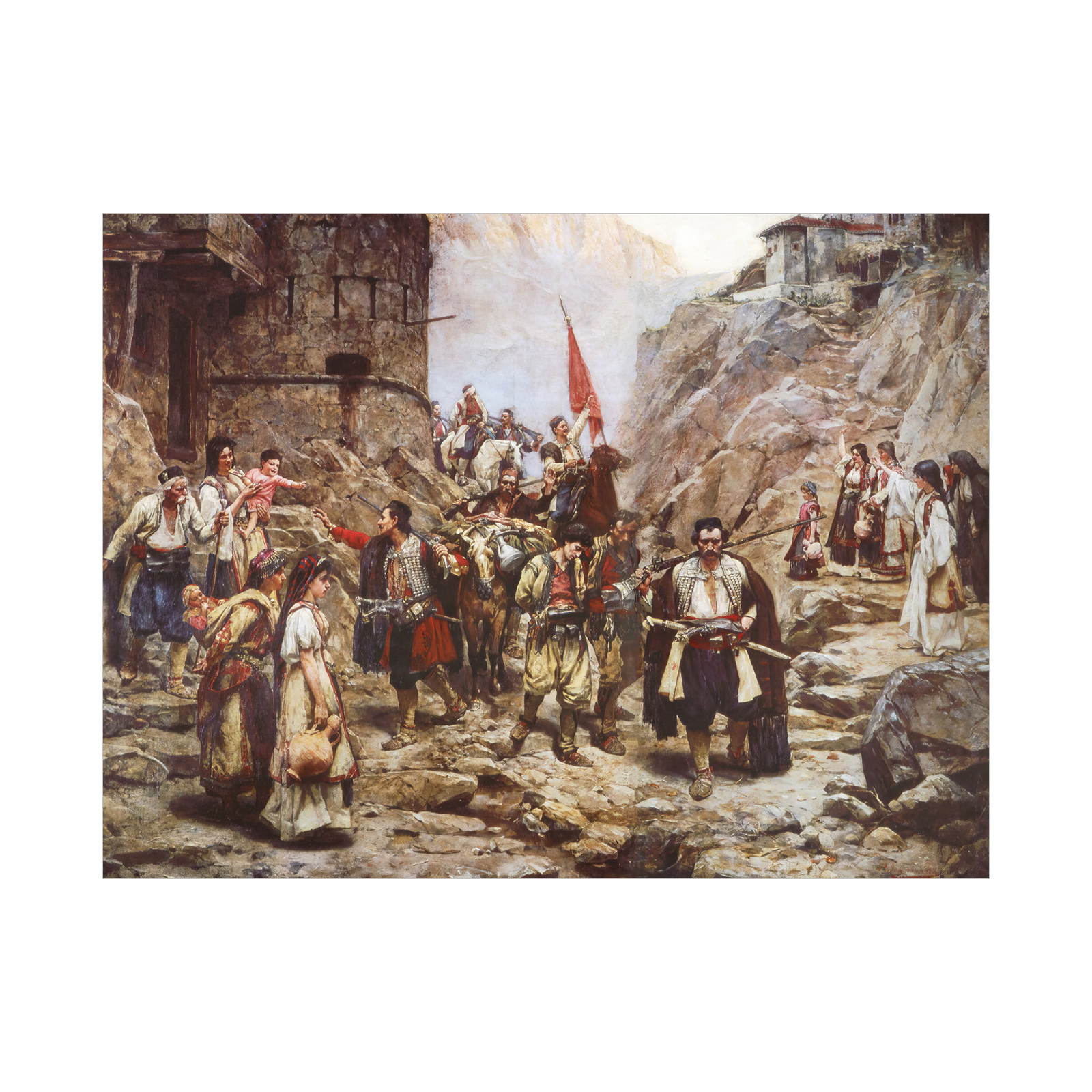 Umetnička slika ​Povratak čete crnogoraca iz boja, Paja Jovanović na platnu - NS Canvas Shop