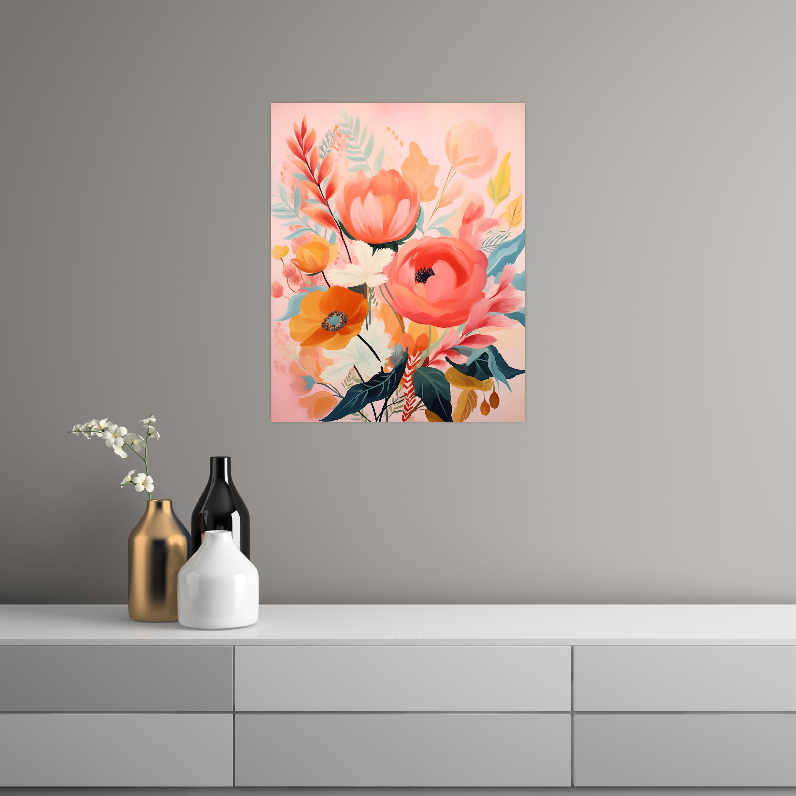 Umetnička slika ​Roze cveće na platnu - NS Canvas Shop
