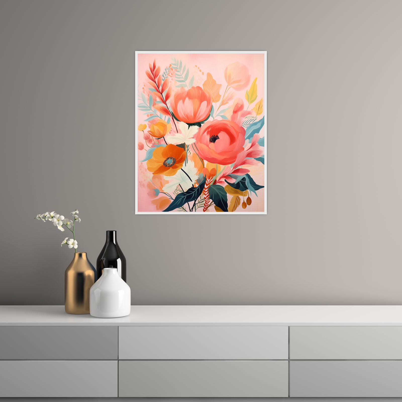 Umetnička slika ​Roze cveće na platnu - NS Canvas Shop
