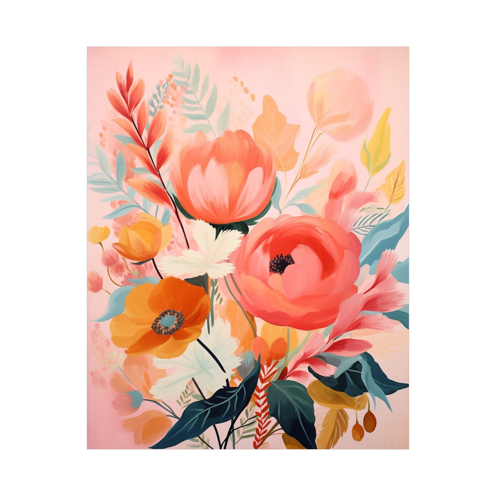 Umetnička slika ​Roze cveće na platnu - NS Canvas Shop