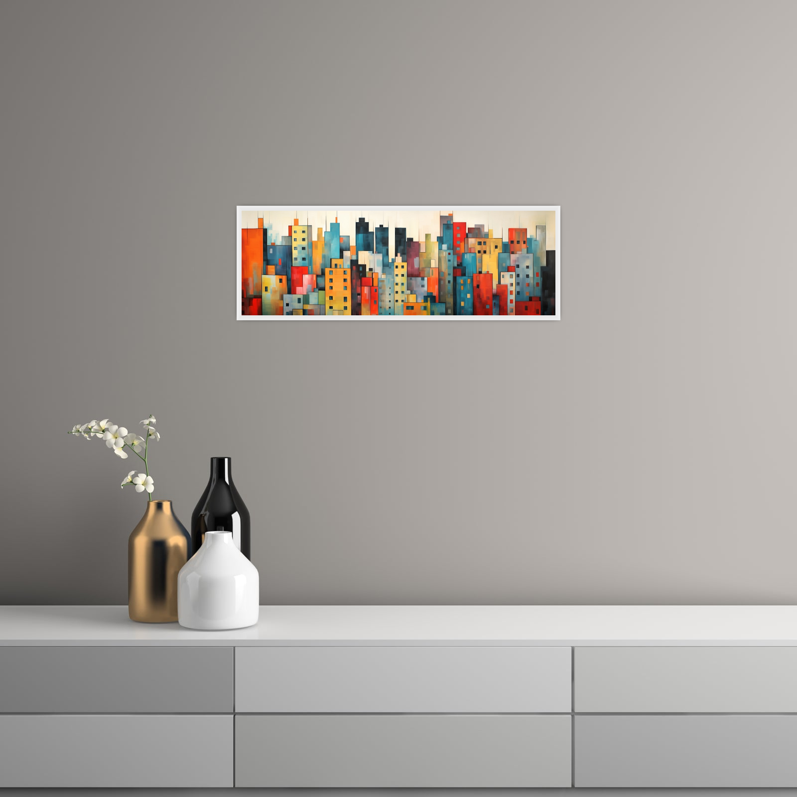 Umetnička slika ​Šareni grad na platnu - NS Canvas Shop