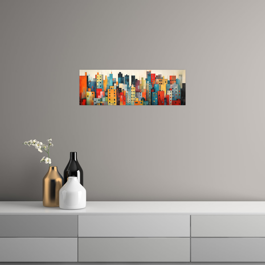 Umetnička slika ​Šareni grad na platnu - NS Canvas Shop