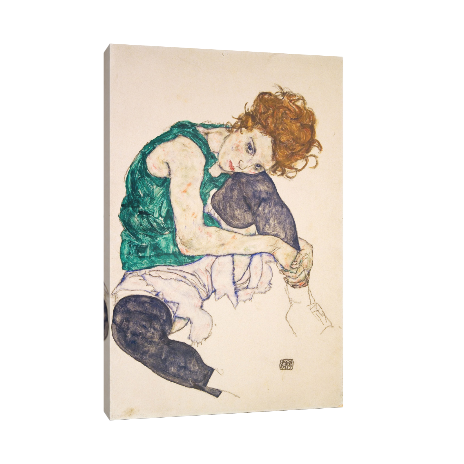Umetnička slika ​Seated Woman with Bent Knees, Egon Schiele na platnu - NS Canvas Shop
