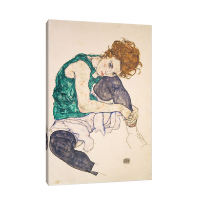 Umetnička slika ​Seated Woman with Bent Knees, Egon Schiele na platnu - NS Canvas Shop