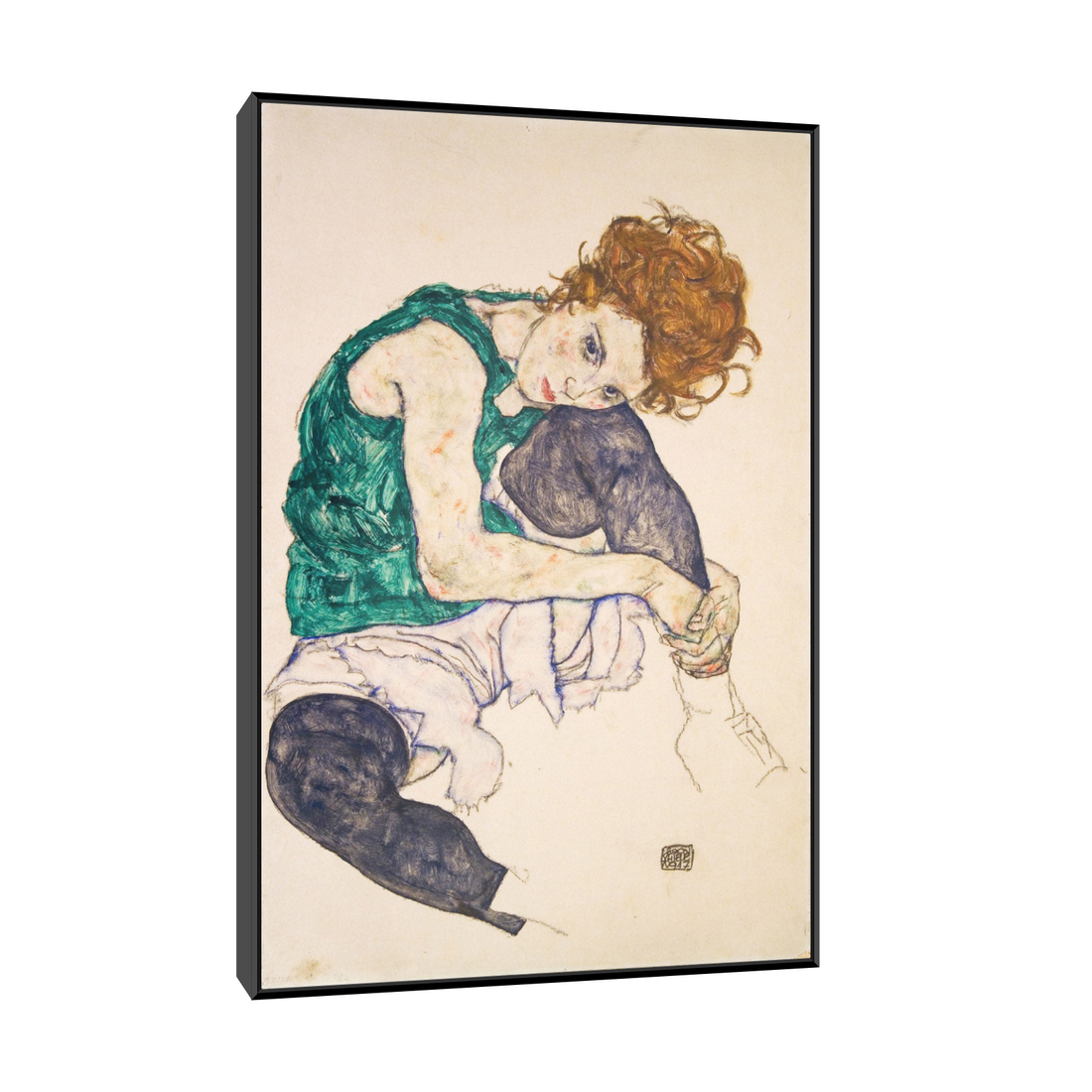 Umetnička slika ​Seated Woman with Bent Knees, Egon Schiele na platnu - NS Canvas Shop