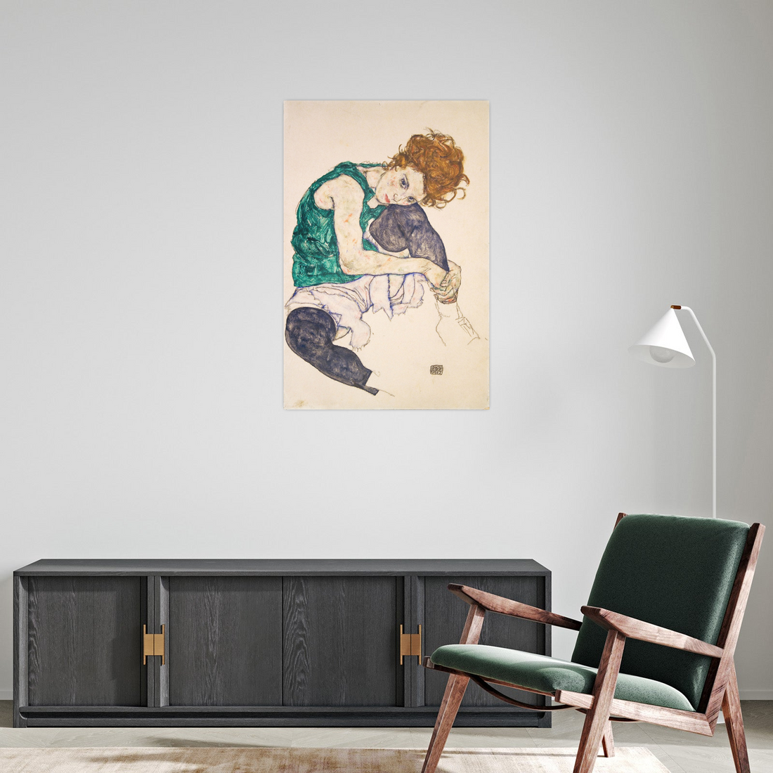 Umetnička slika ​Seated Woman with Bent Knees, Egon Schiele na platnu - NS Canvas Shop