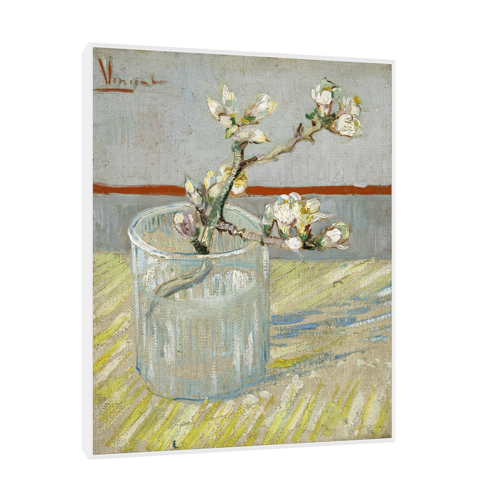 Umetnička slika ​Sprig of flowering almond in a glass, Vincent van Gogh na platnu - NS Canvas Shop