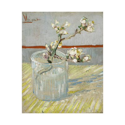 Umetnička slika ​Sprig of flowering almond in a glass, Vincent van Gogh na platnu - NS Canvas Shop