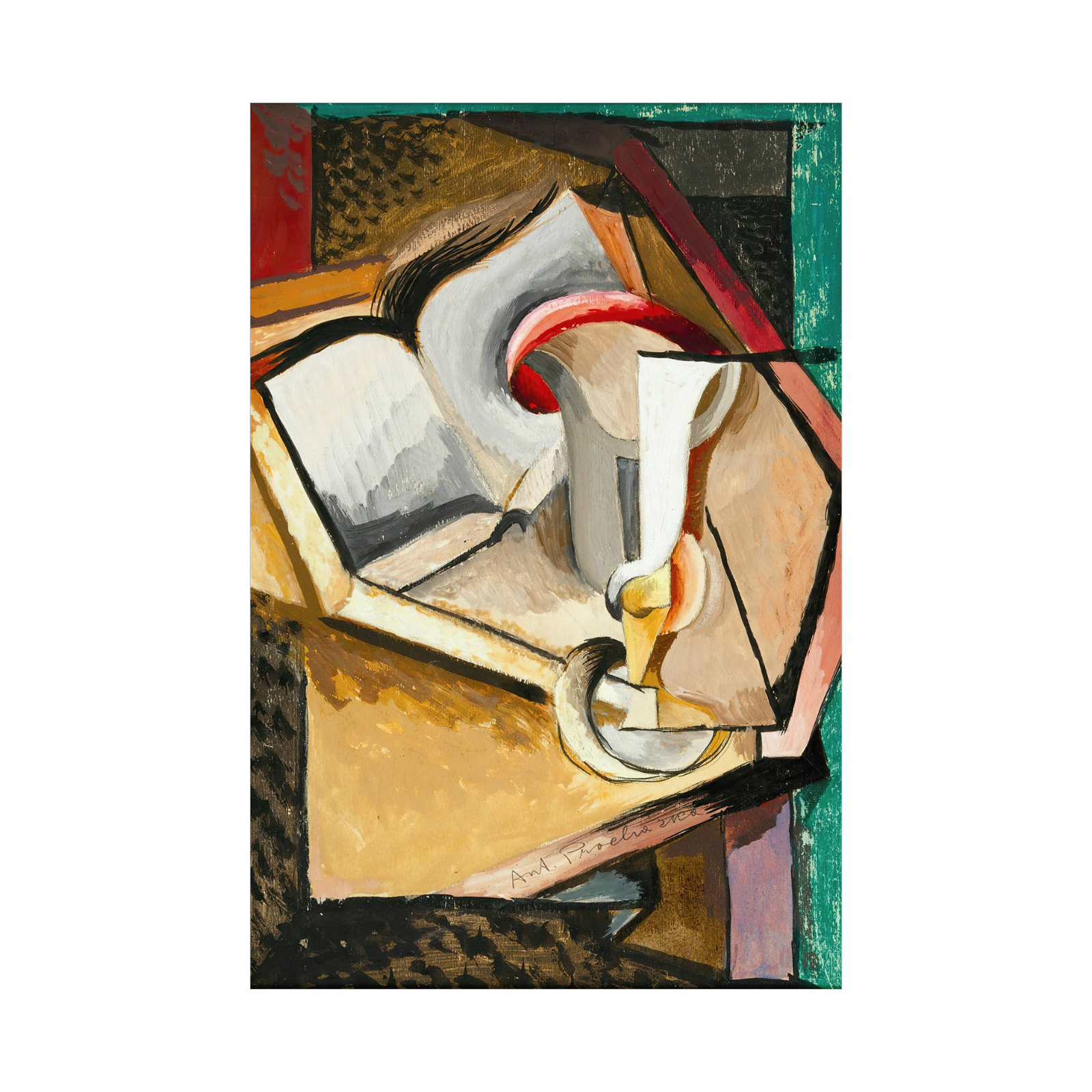 Umetnička slika ​Still life with cup and book, Antonin Procházka na platnu - NS Canvas Shop