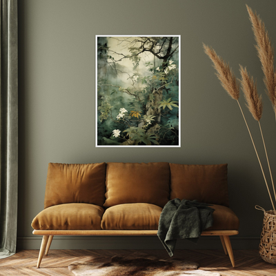 Umetnička slika ​Šuma sa belim cvetovima na platnu - NS Canvas Shop