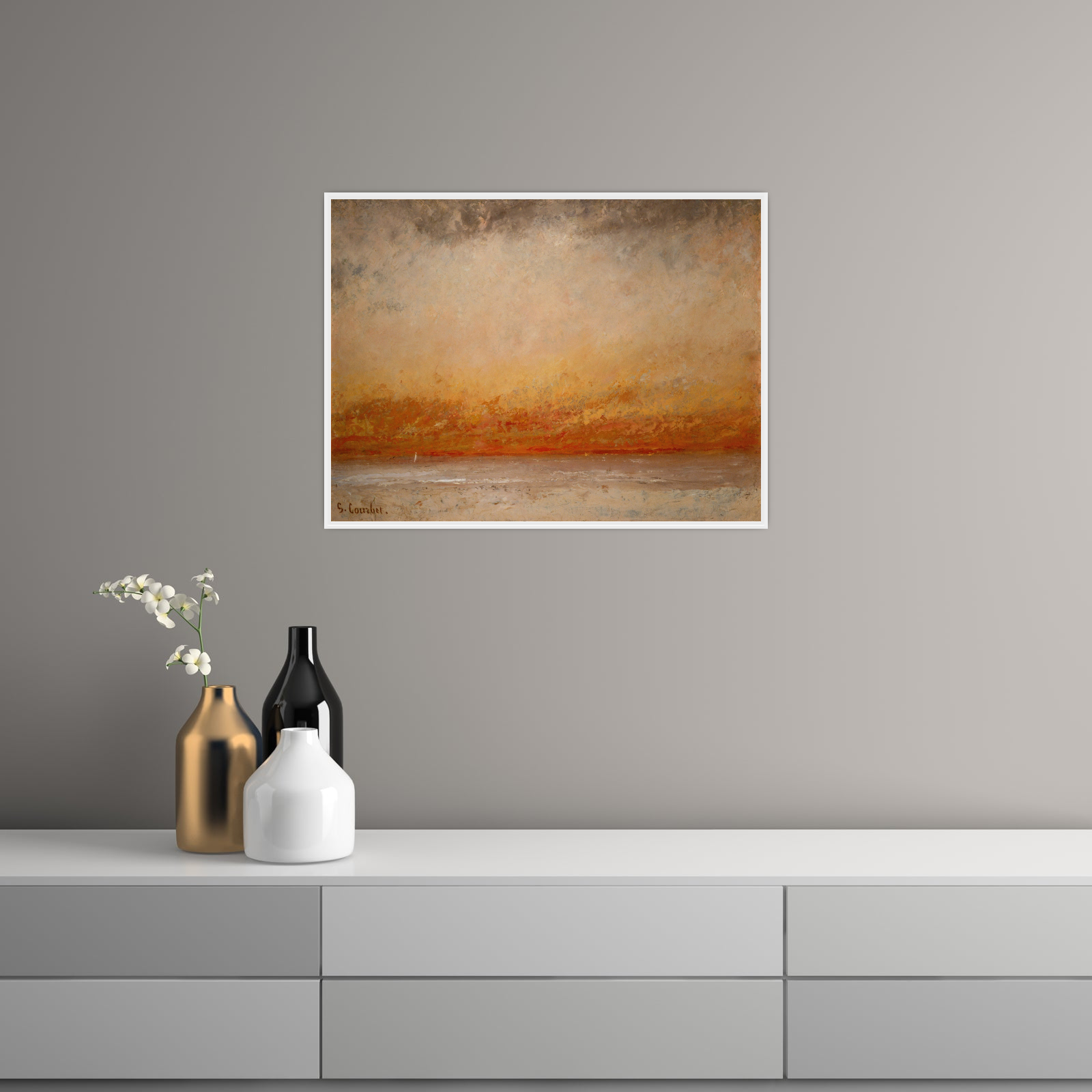 Umetnička slika ​Sunset Marine, Gustave Courbet na platnu - NS Canvas Shop