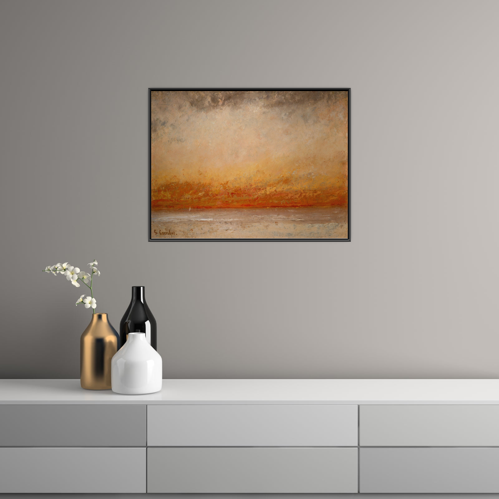 Umetnička slika ​Sunset Marine, Gustave Courbet na platnu - NS Canvas Shop
