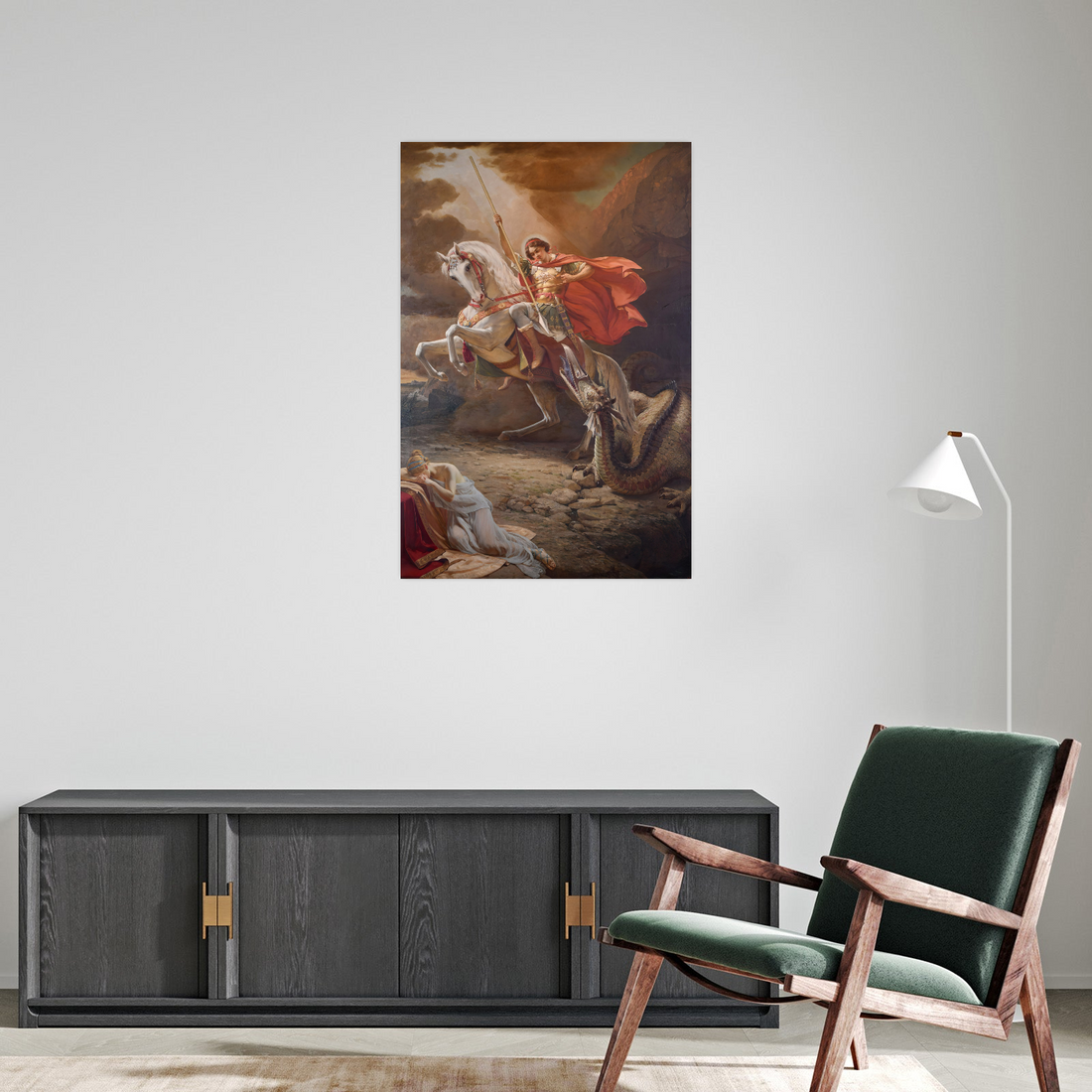 Umetnička slika ​Sveti Georgije ubija aždaju, Uroš Predić na platnu - NS Canvas Shop