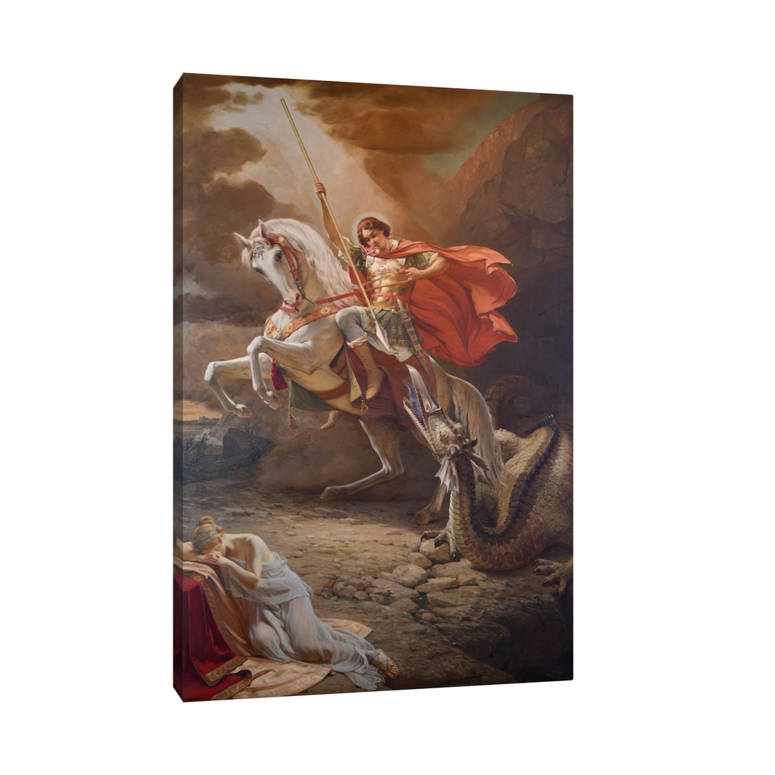 Umetnička slika ​Sveti Georgije ubija aždaju, Uroš Predić na platnu - NS Canvas Shop