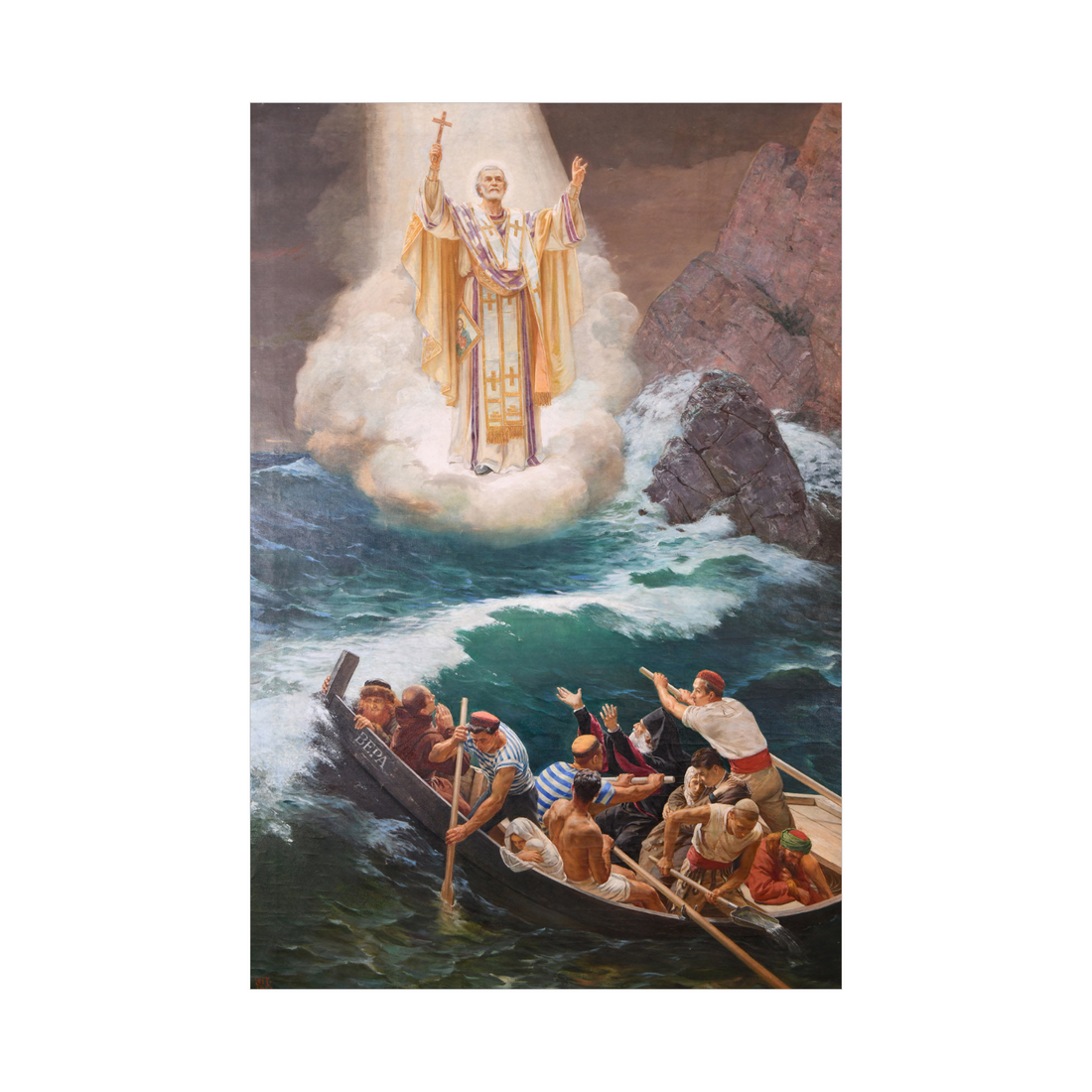 Umetnička slika ​Sveti Nikola spašava brodolomnike, Uroš Predić na platnu - NS Canvas Shop