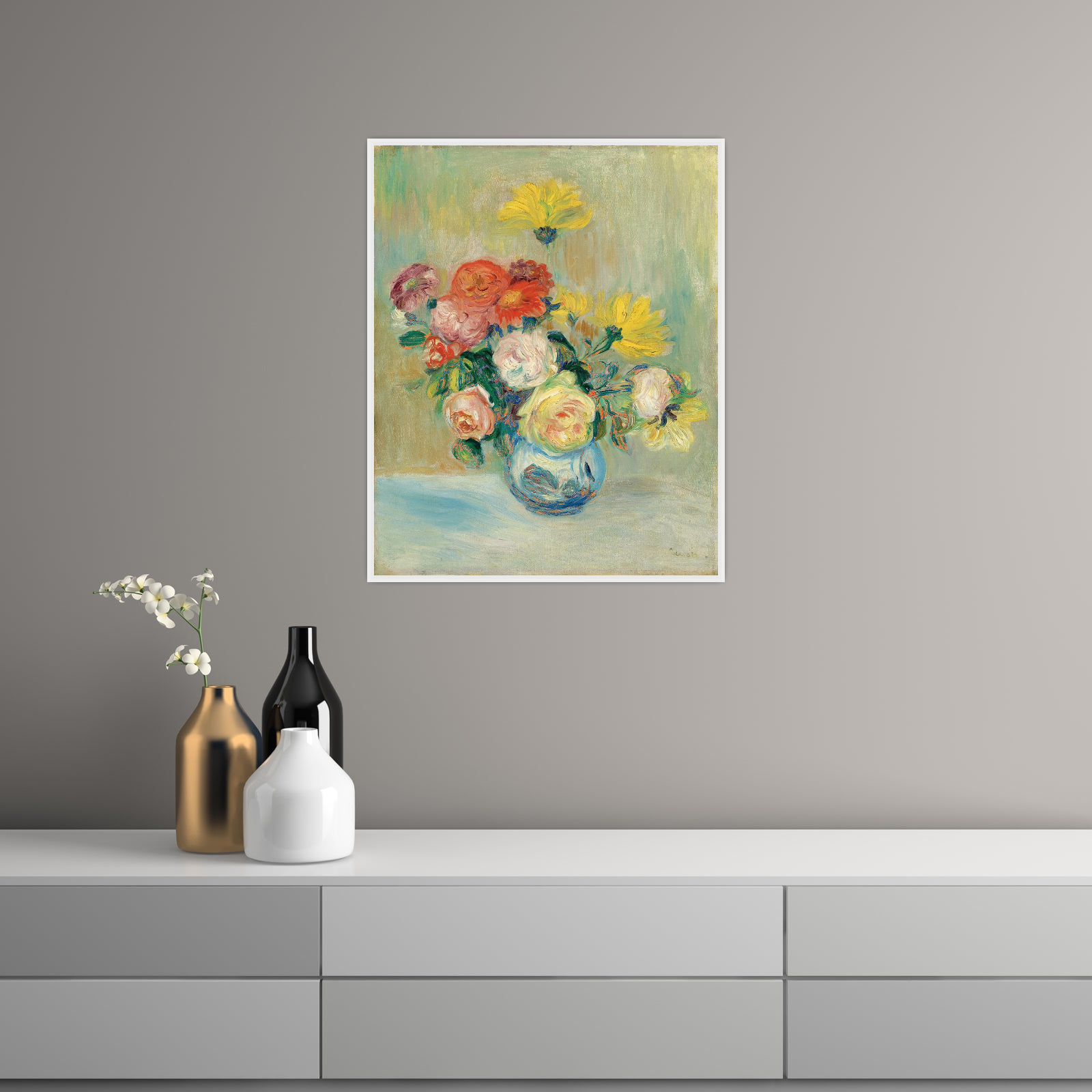 Umetnička slika ​Vase De Roses Et Dahlias, Pierre-Auguste Renoir na platnu - NS Canvas Shop