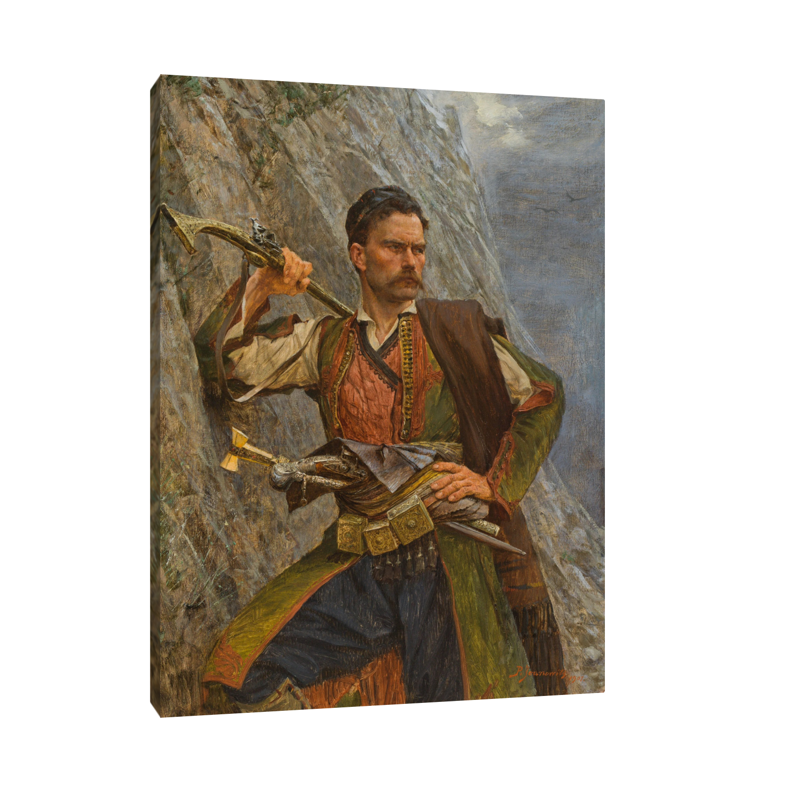 Umetnička slika ​Vojnik iz Crne Gore, Paja Jovanović na platnu - NS Canvas Shop
