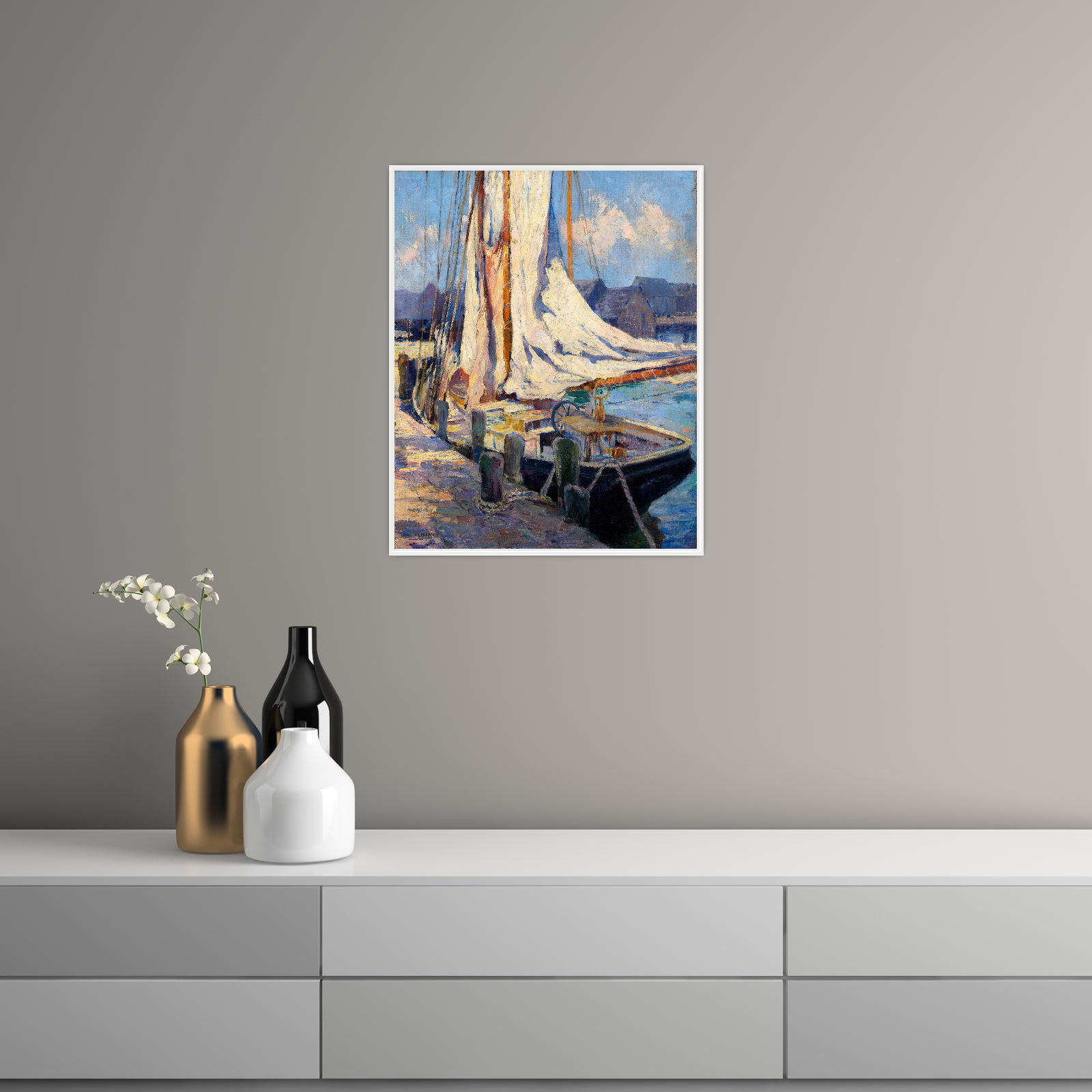 Umetnička slika ​Wharf Scene, Gloucester, Bertha Eversfield Perrie na platnu - NS Canvas Shop