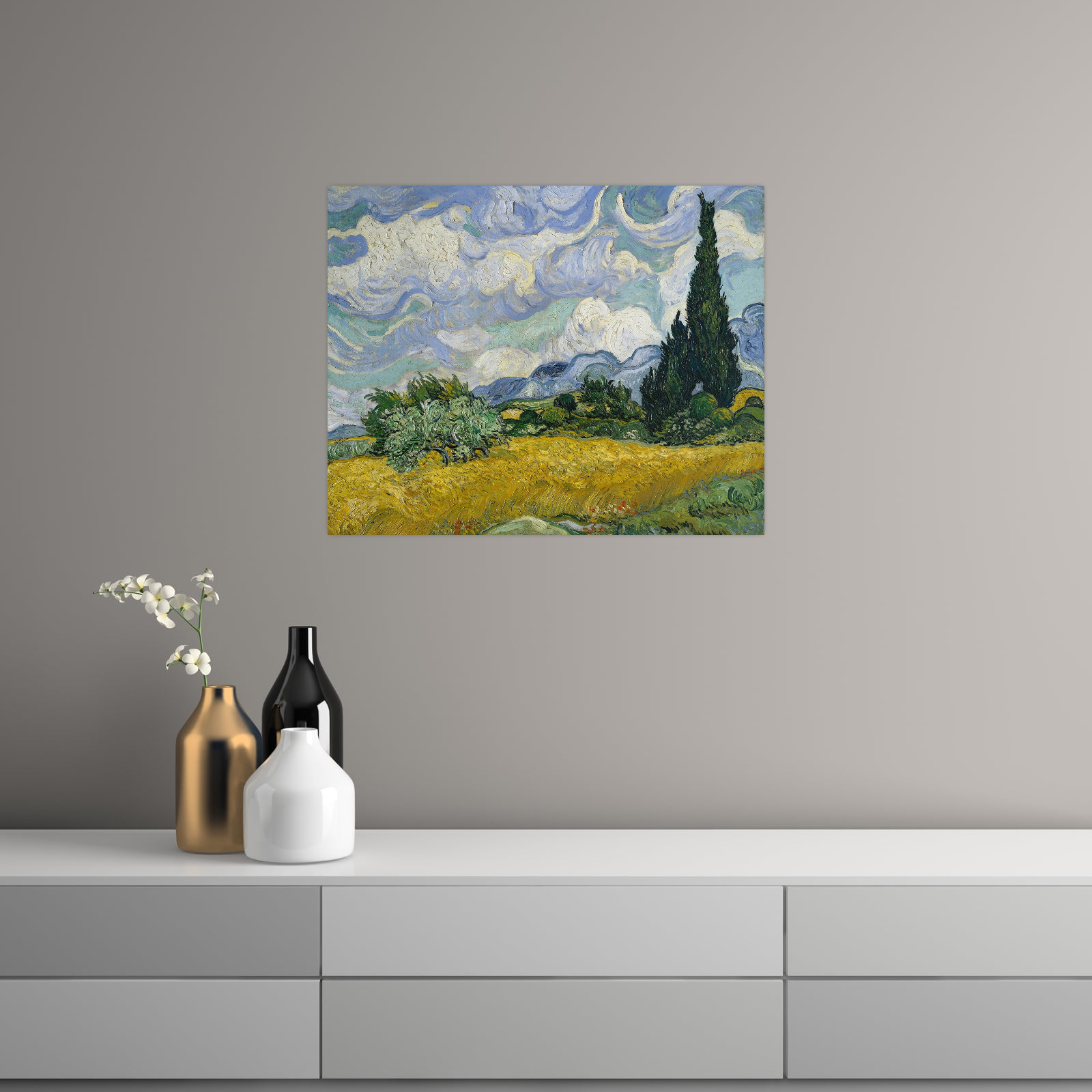 Umetnička slika ​Wheat Field with Cypresses, Vincent van Gogh na platnu - NS Canvas Shop