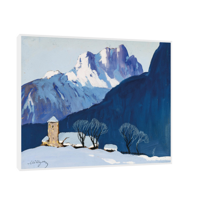 Umetnička slika ​Winterlandschaft vor Bergkulisse, Oskar Mulley na platnu - NS Canvas Shop
