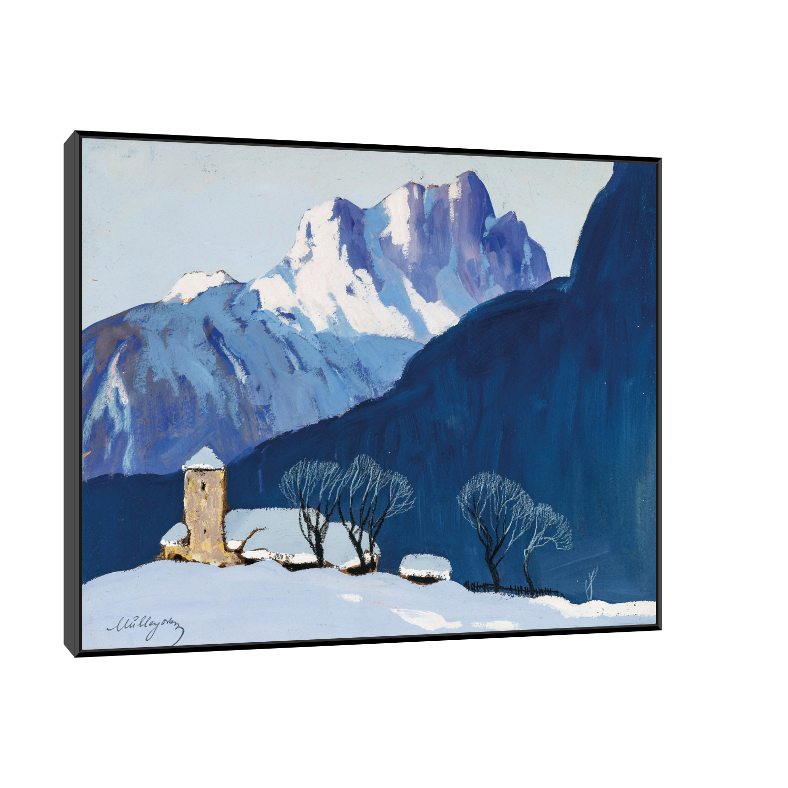 Umetnička slika ​Winterlandschaft vor Bergkulisse, Oskar Mulley na platnu - NS Canvas Shop