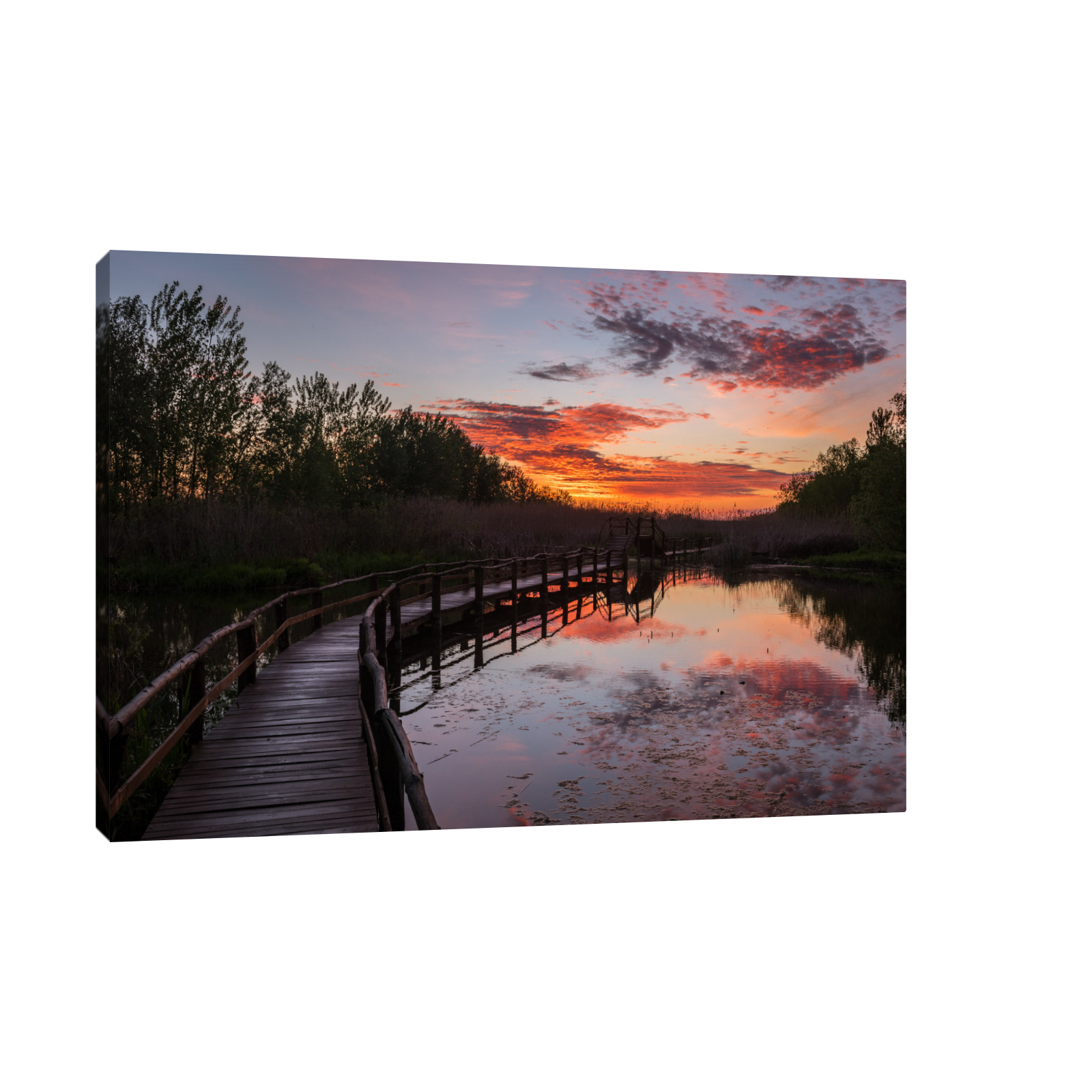 Umetnička slika ​Zalazak sunca i most na platnu - NS Canvas Shop