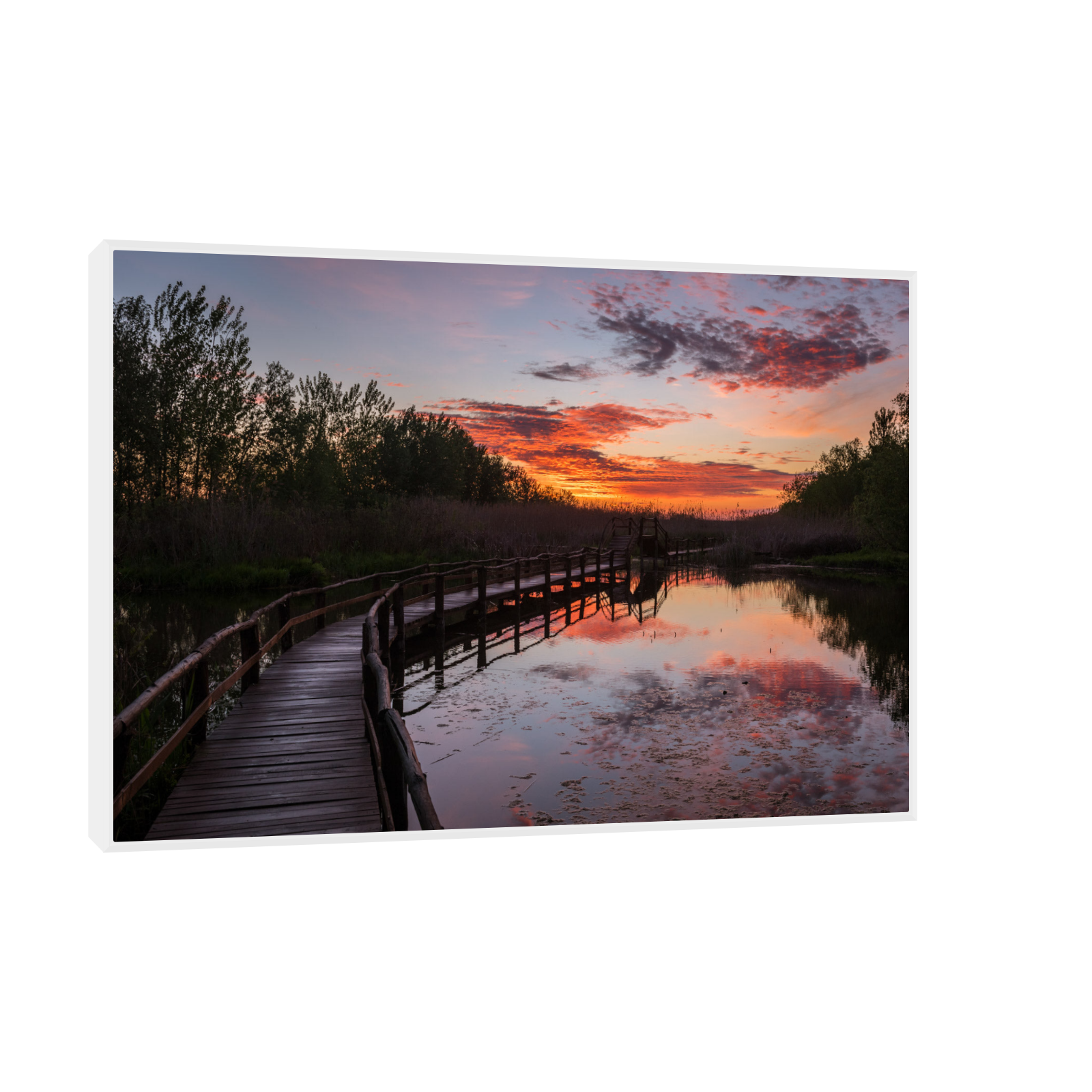 Umetnička slika ​Zalazak sunca i most na platnu - NS Canvas Shop