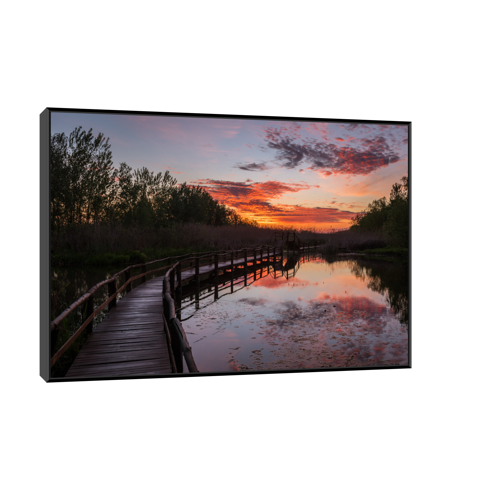 Umetnička slika ​Zalazak sunca i most na platnu - NS Canvas Shop