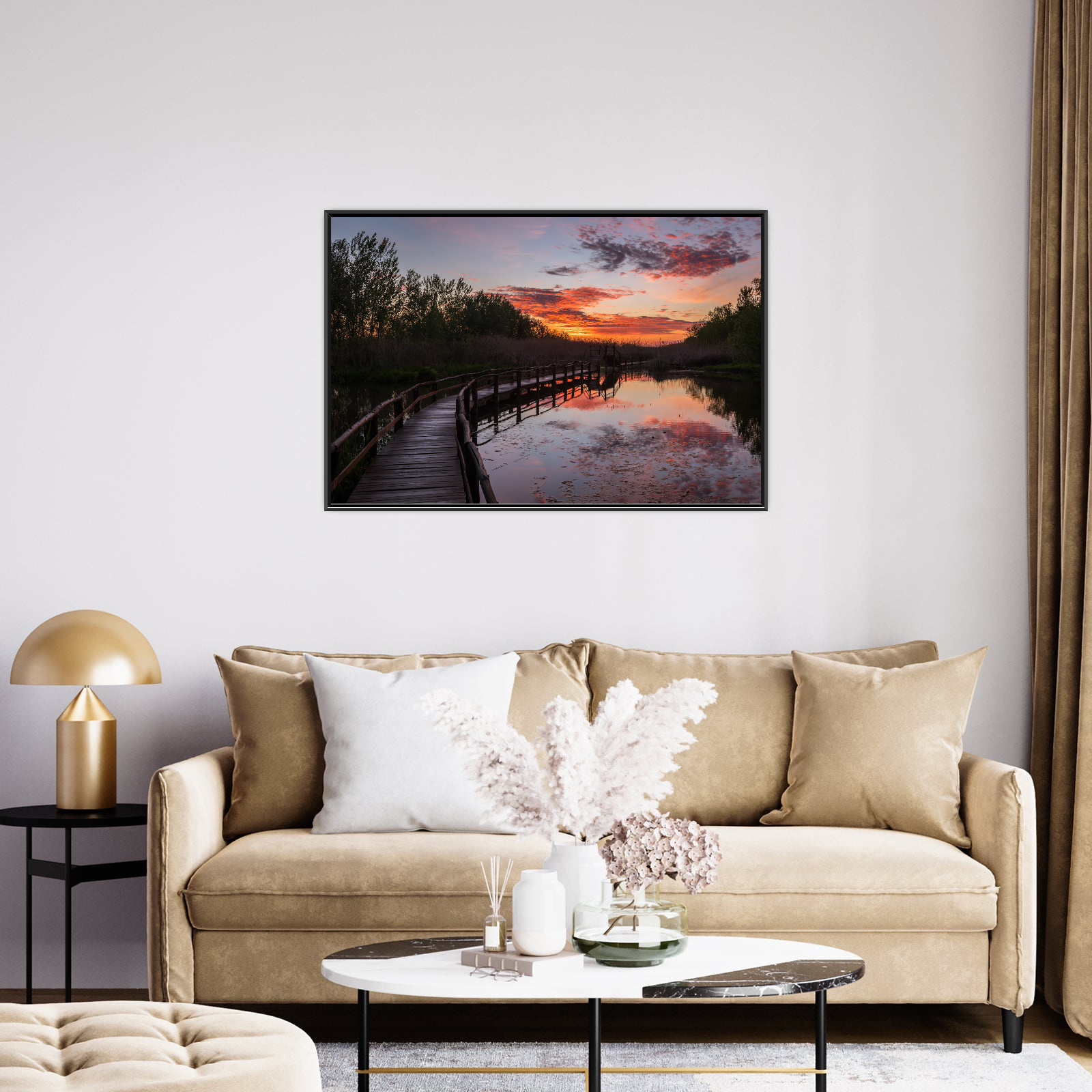 Umetnička slika ​Zalazak sunca i most na platnu - NS Canvas Shop