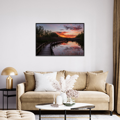 Umetnička slika ​Zalazak sunca i most na platnu - NS Canvas Shop