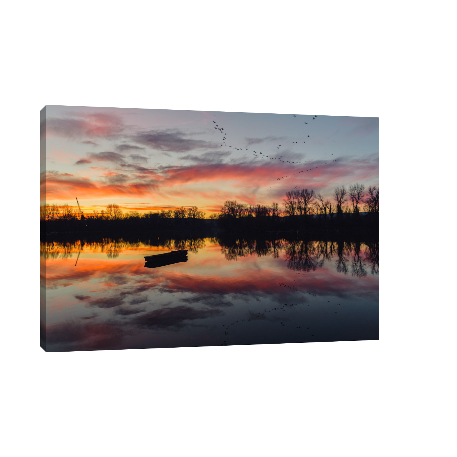 Umetnička slika ​Zalazak sunca pored Dunava na platnu - NS Canvas Shop