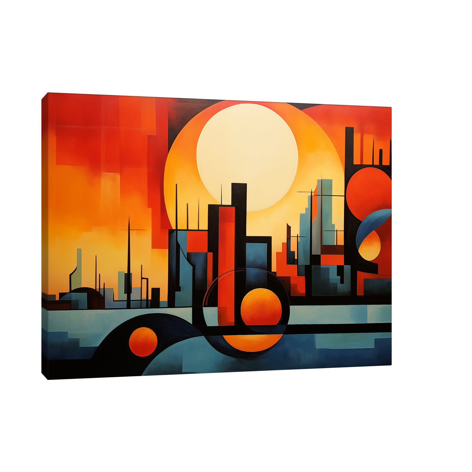 Umetnička slika ​Zalazak sunca u gradu na platnu - NS Canvas Shop