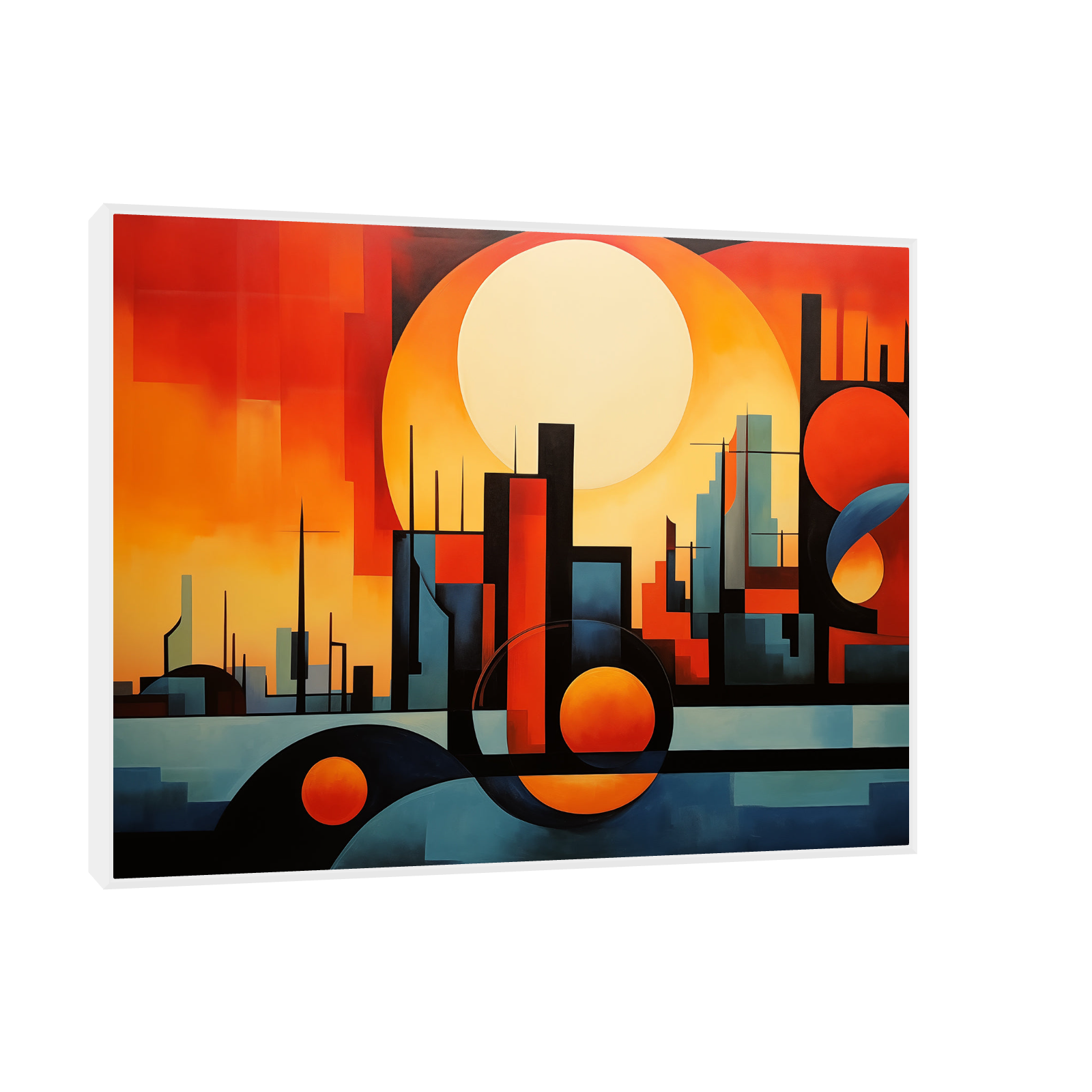 Umetnička slika ​Zalazak sunca u gradu na platnu - NS Canvas Shop