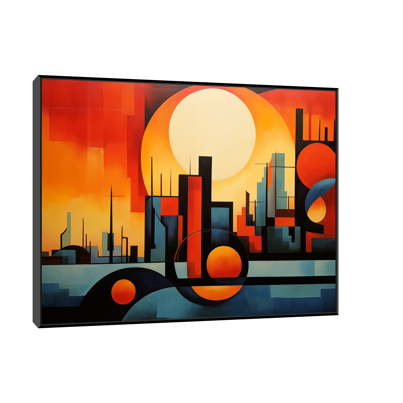 Umetnička slika ​Zalazak sunca u gradu na platnu - NS Canvas Shop