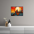 Umetnička slika ​Zalazak sunca u gradu na platnu - NS Canvas Shop