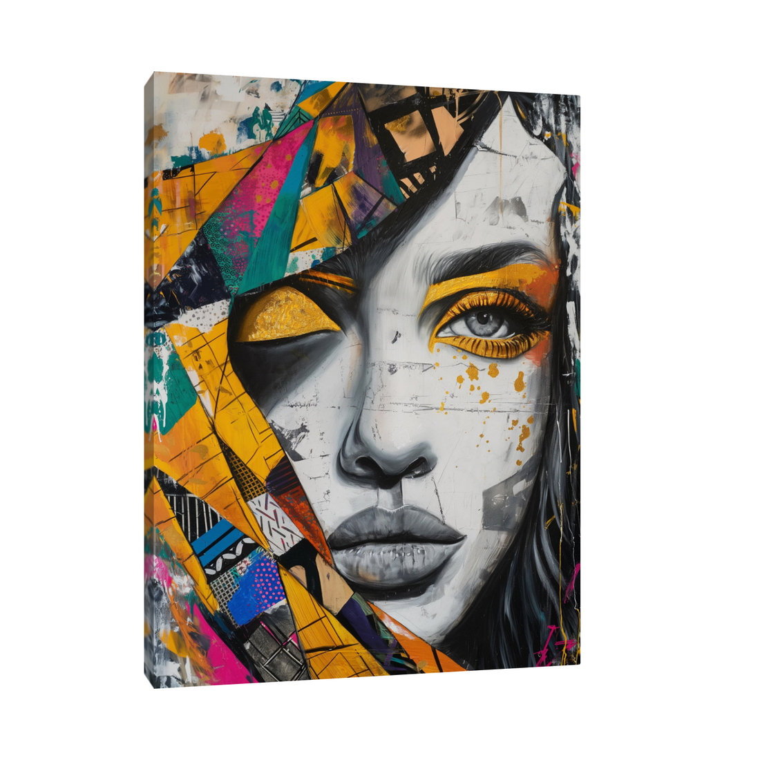 Umetnička slika ​Žena sa šarenom maramom na platnu - NS Canvas Shop