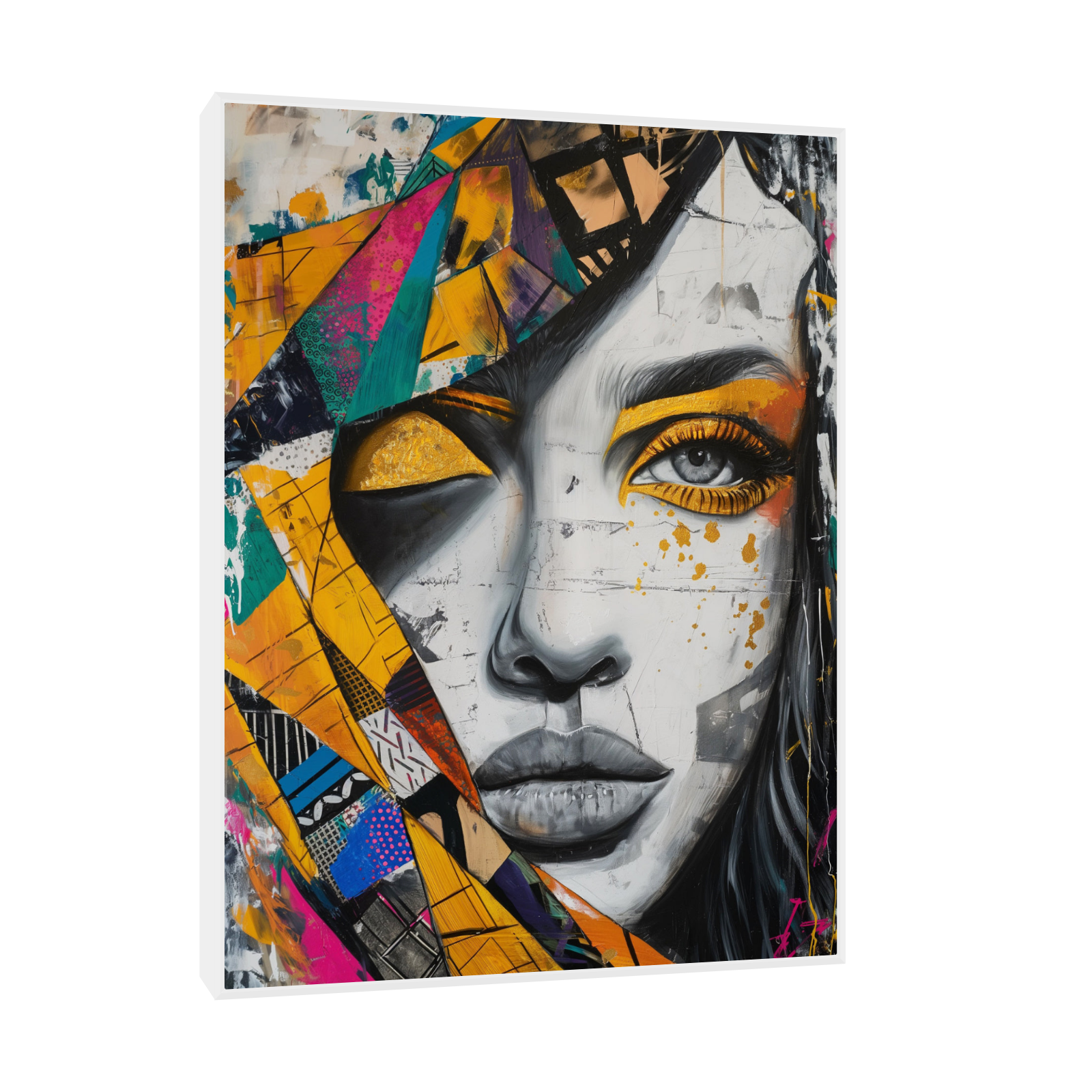 Umetnička slika ​Žena sa šarenom maramom na platnu - NS Canvas Shop