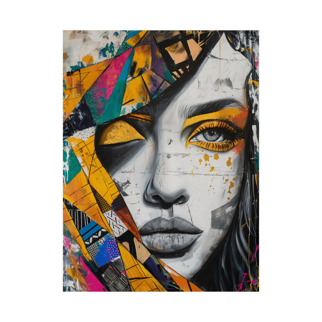 Umetnička slika ​Žena sa šarenom maramom na platnu - NS Canvas Shop