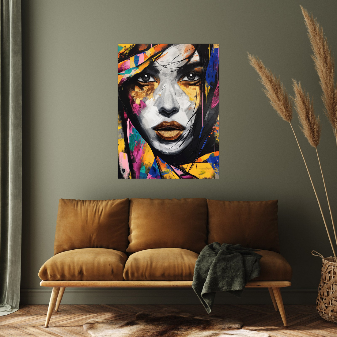 Umetnička slika ​Žena sa šarenom maramom I na platnu - NS Canvas Shop