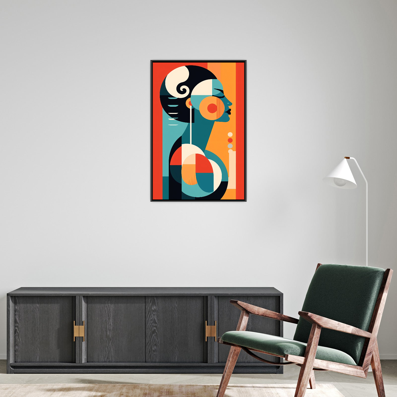 Ženski Profil – Moderna apstraktna art deco slika