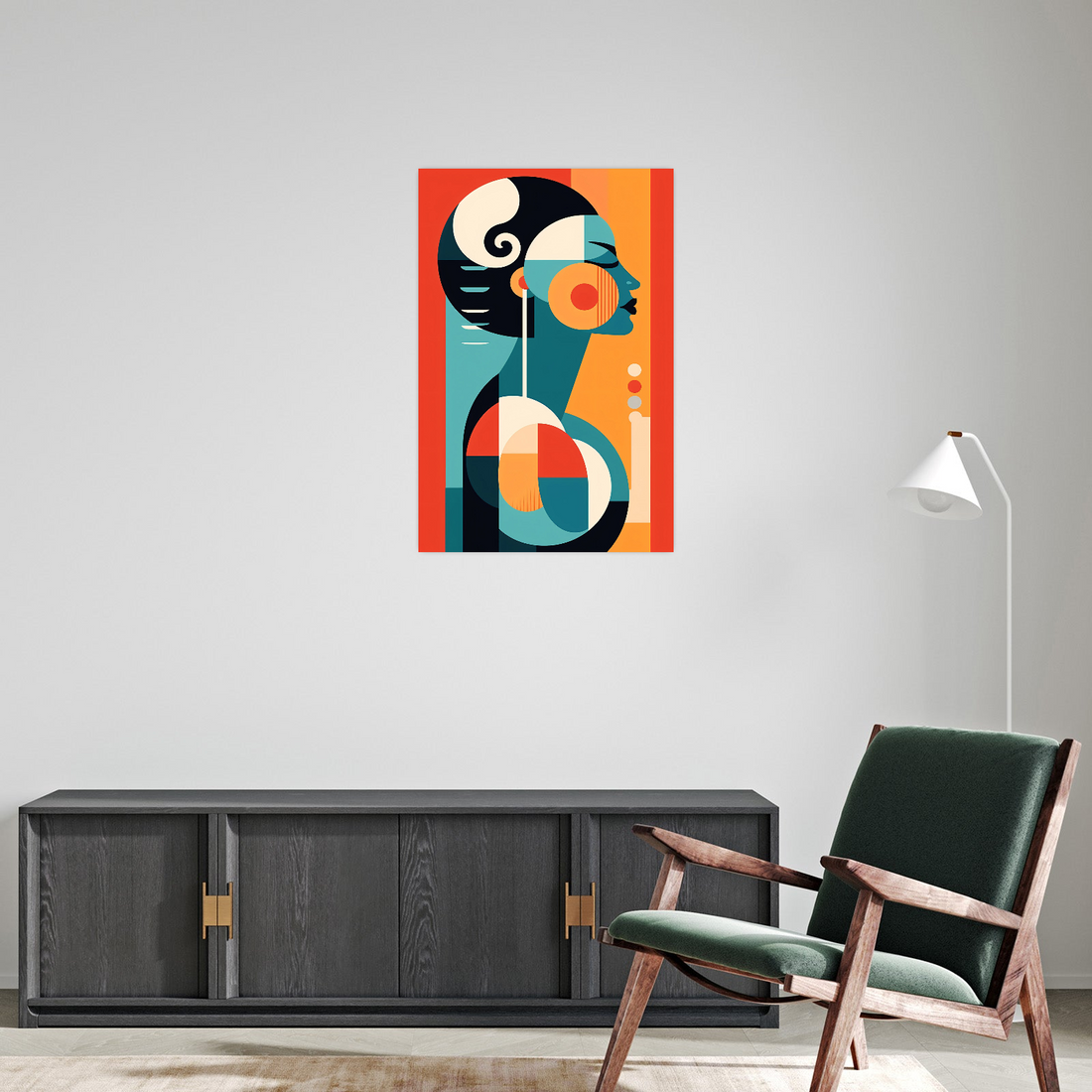 Ženski Profil – Moderna apstraktna art deco slika