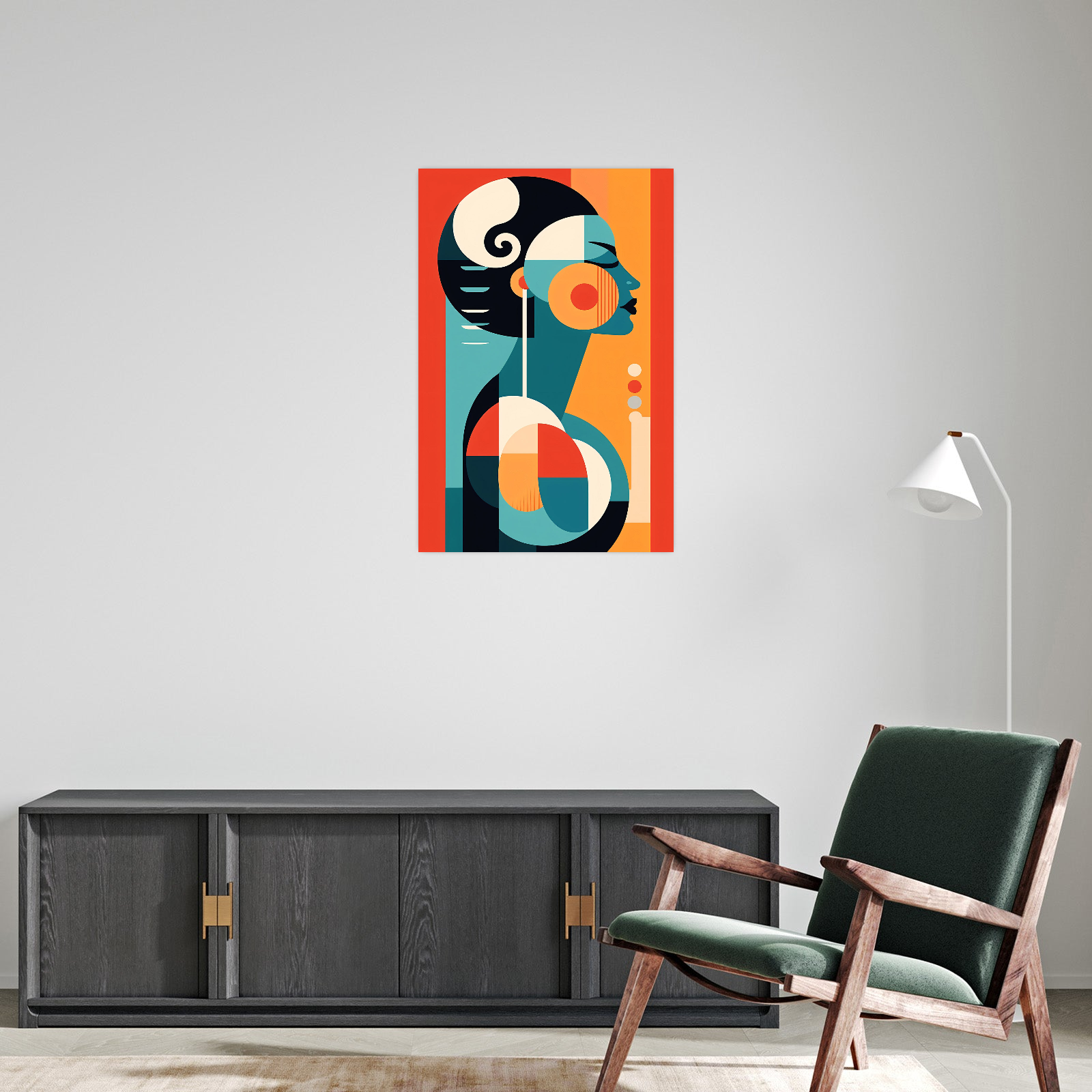 Ženski Profil – Moderna apstraktna art deco slika