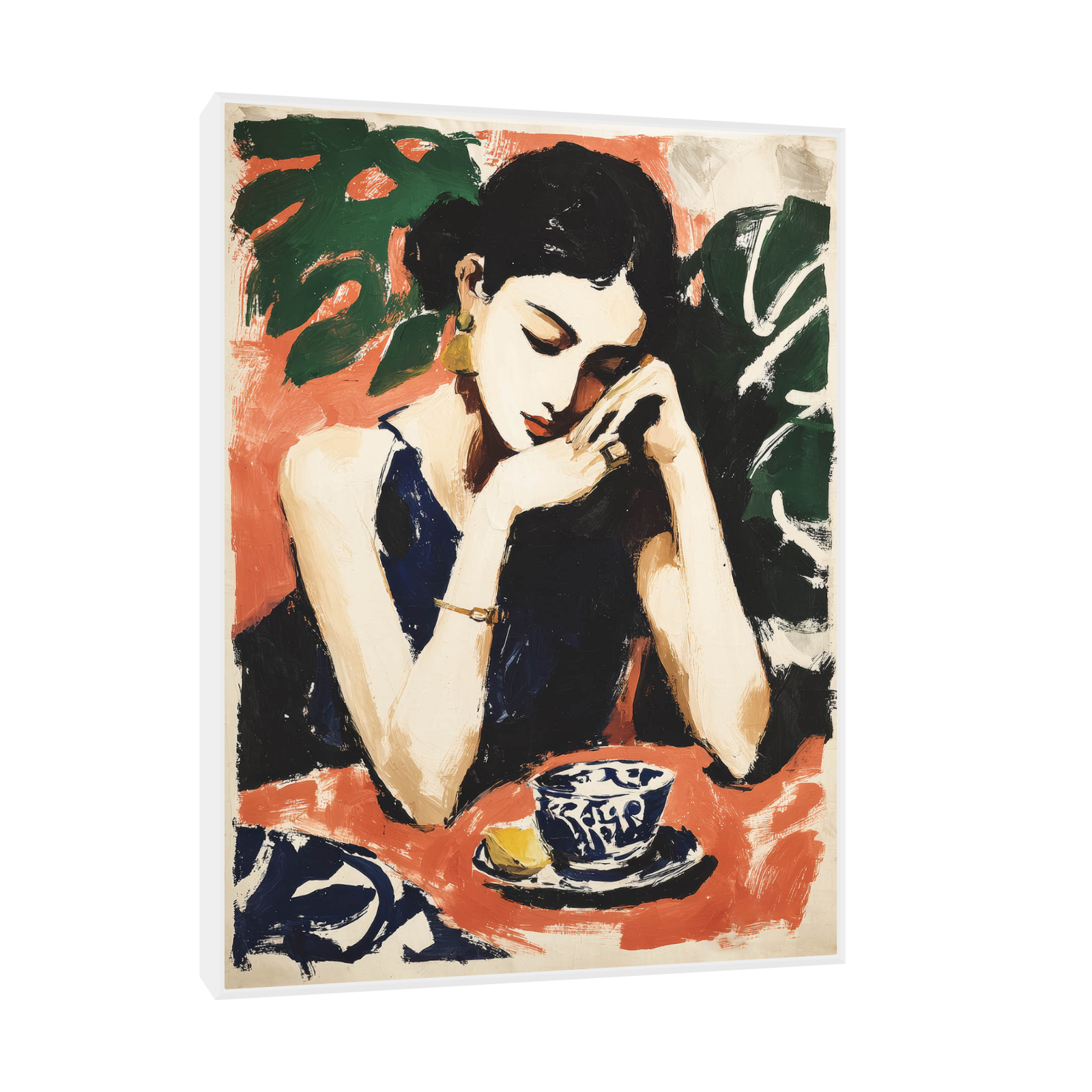 Ženski portret sa šoljicom kafe