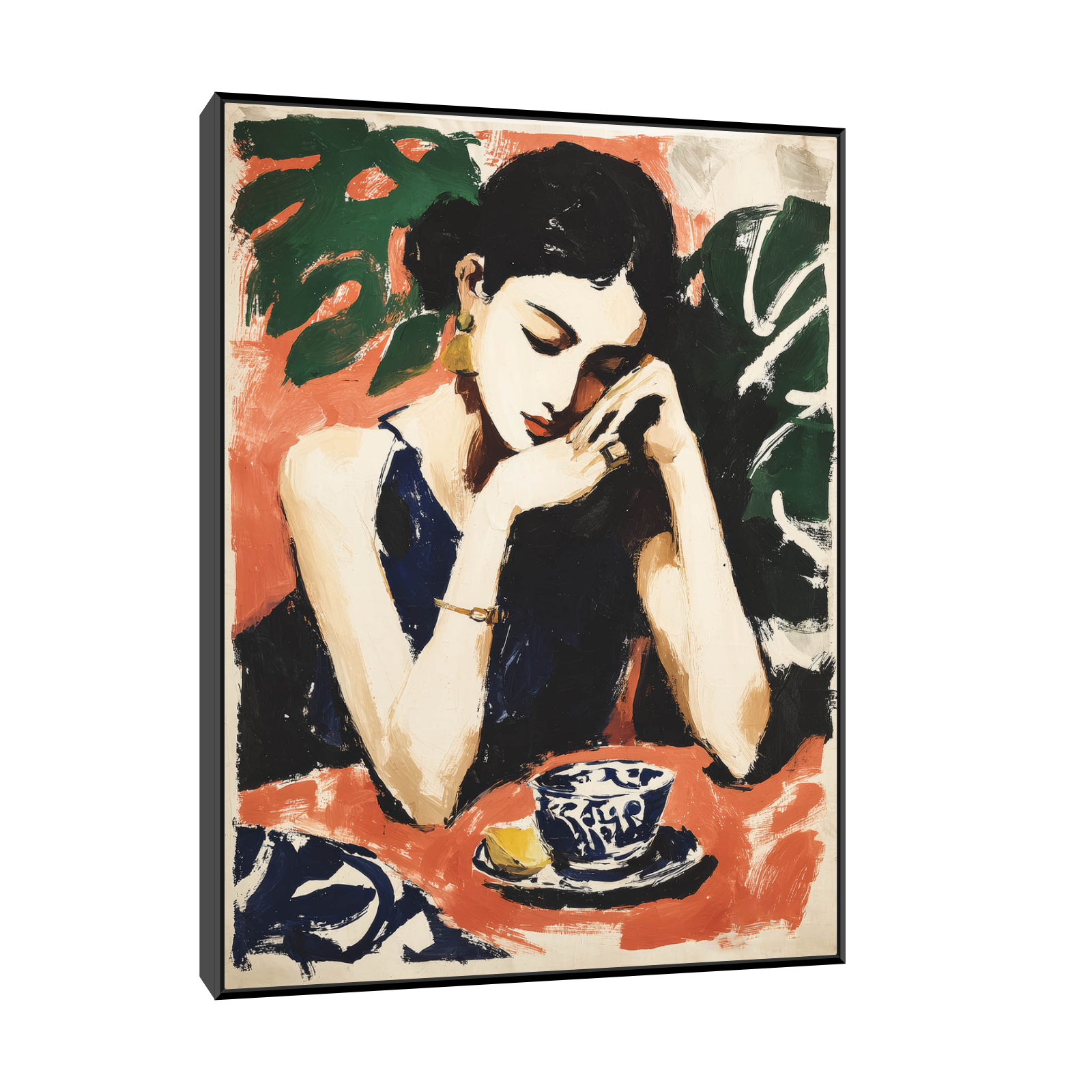 Ženski portret sa šoljicom kafe