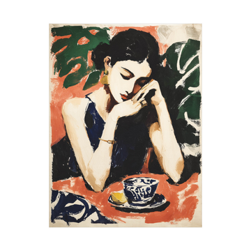 Ženski portret sa šoljicom kafe