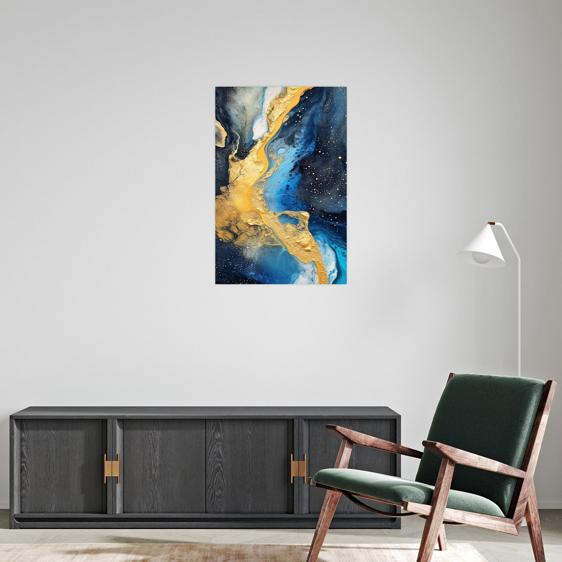 Zlatna dubina – Apstraktna plavo-zlatna umetnost